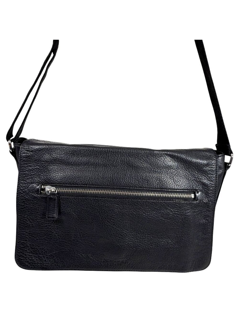 Banana Republic Greyson Black Leather Front Flap Messenger Bag Laptop Briefcase